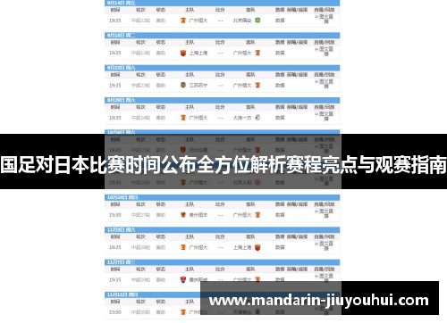 国足对日本比赛时间公布全方位解析赛程亮点与观赛指南 国足对日本比赛时间公布全方位解析赛程亮点与观赛指南